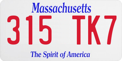 MA license plate 315TK7