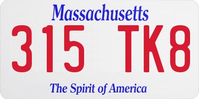 MA license plate 315TK8