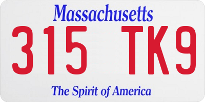 MA license plate 315TK9
