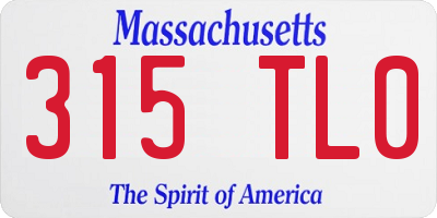 MA license plate 315TL0
