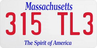MA license plate 315TL3