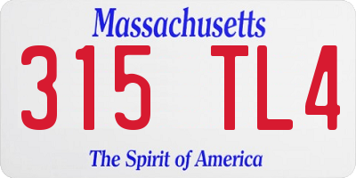 MA license plate 315TL4