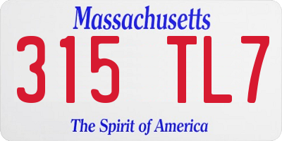 MA license plate 315TL7
