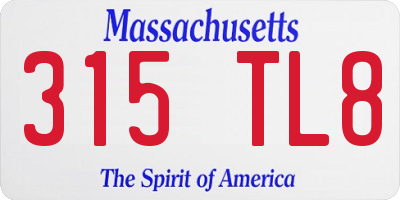 MA license plate 315TL8