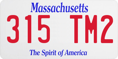 MA license plate 315TM2