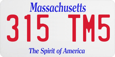 MA license plate 315TM5