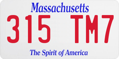 MA license plate 315TM7