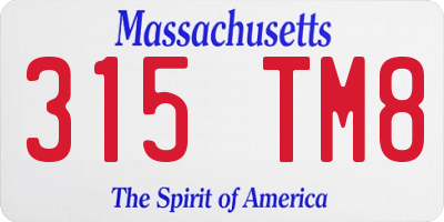 MA license plate 315TM8