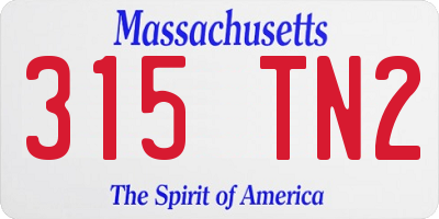 MA license plate 315TN2