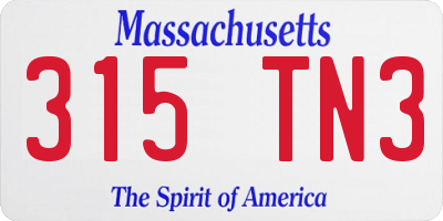 MA license plate 315TN3