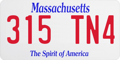 MA license plate 315TN4
