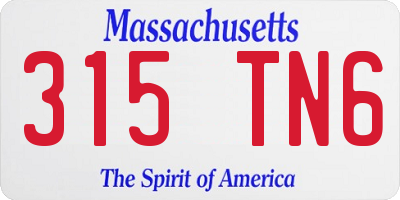 MA license plate 315TN6