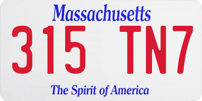 MA license plate 315TN7