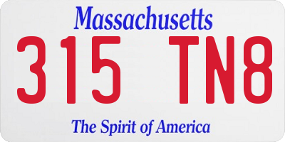 MA license plate 315TN8