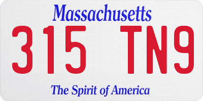 MA license plate 315TN9