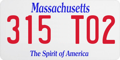 MA license plate 315TO2