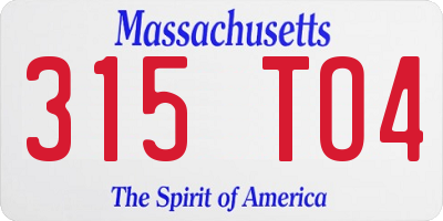 MA license plate 315TO4