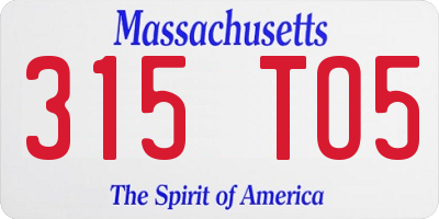 MA license plate 315TO5