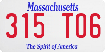 MA license plate 315TO6
