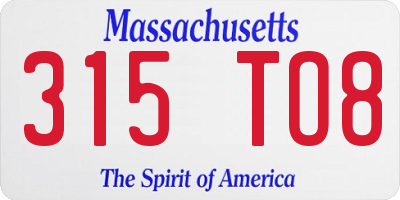 MA license plate 315TO8