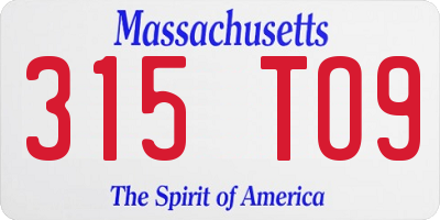 MA license plate 315TO9