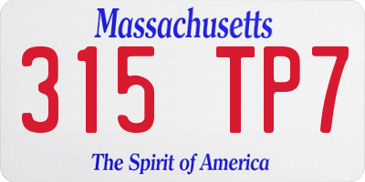 MA license plate 315TP7