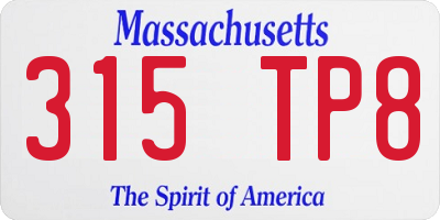 MA license plate 315TP8