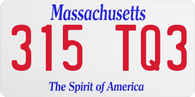 MA license plate 315TQ3