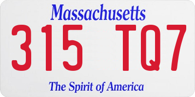 MA license plate 315TQ7