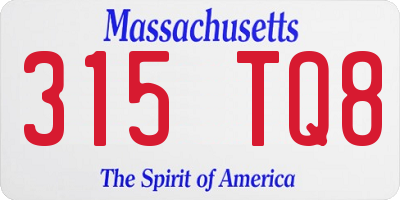 MA license plate 315TQ8