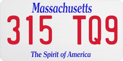 MA license plate 315TQ9