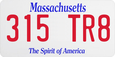 MA license plate 315TR8