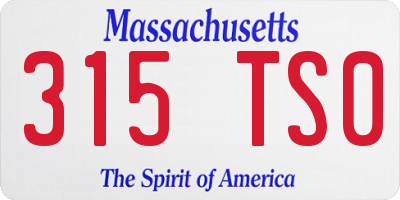 MA license plate 315TS0