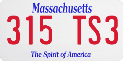 MA license plate 315TS3