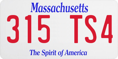 MA license plate 315TS4
