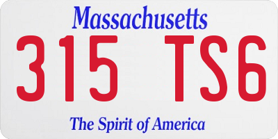 MA license plate 315TS6