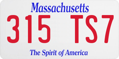 MA license plate 315TS7