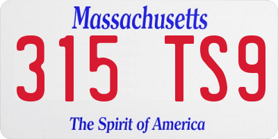 MA license plate 315TS9