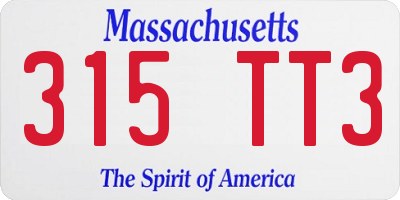 MA license plate 315TT3