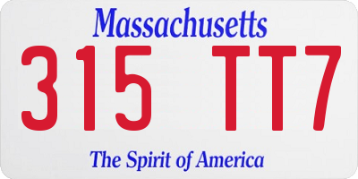 MA license plate 315TT7