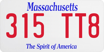 MA license plate 315TT8