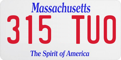 MA license plate 315TU0
