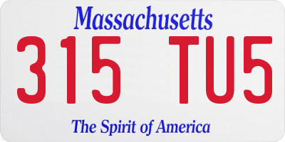 MA license plate 315TU5