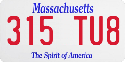 MA license plate 315TU8