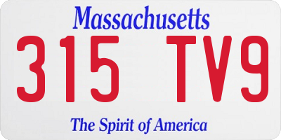 MA license plate 315TV9