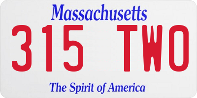 MA license plate 315TW0