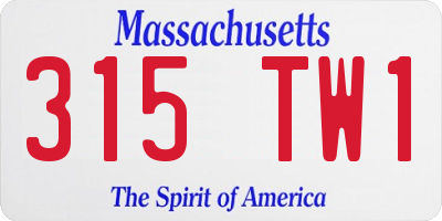 MA license plate 315TW1