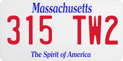 MA license plate 315TW2