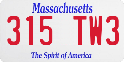 MA license plate 315TW3