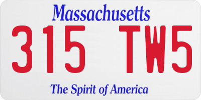 MA license plate 315TW5